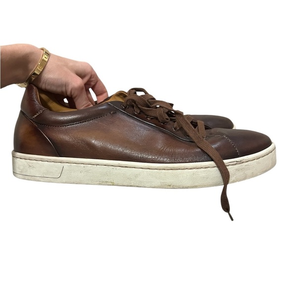 Magnanni men’s brown sneakers size 9 tobacco cognac color, leather, neutral - Picture 6 of 8